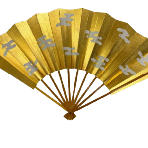 “golden harmony” folding fan – jumatsuya fukui, kyoto (pre owned / boxed / no.2 golden harmony )