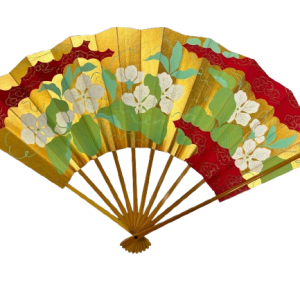 “crimson blossoms” folding fan – jumatsuya fukui, kyoto (pre owned / boxed / no.3 crimson blossoms)