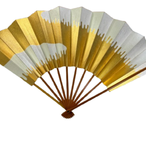 “golden silver harmony” folding fan – jumatsuya fukui, kyoto(pre owned / boxed / no.4 golden silver harmony)
