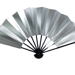 Silver Japanese Dance Fan — Premium Metallic Foil Finish (Pre-Owned /No. 32C )