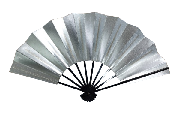 Silver Japanese Dance Fan — Premium Metallic Foil Finish (Pre-Owned /No. 32C )