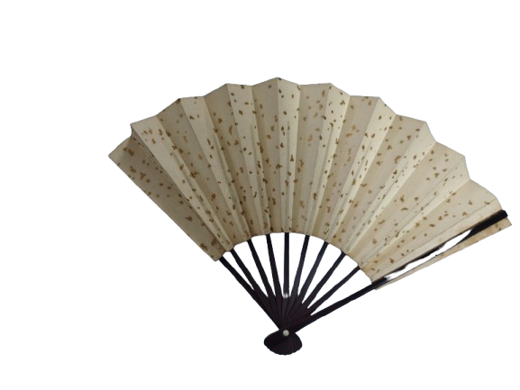 Golden Crane Japanese Folding Fan — Traditional Auspicious Art(Pre-Owned /No.39J ) - 画像 (2)