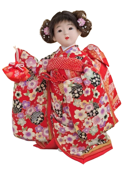 “Guardian Doll of Blessing – Red Kimono Edition” Handcrafted by Master Hideshige, Traditional Japanese Doll Artisan(Pre-Owned) - 画像 (2)