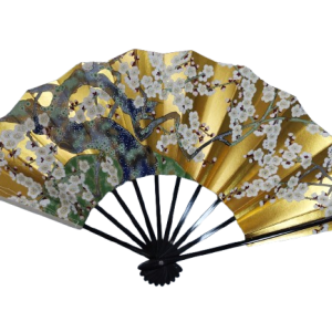 Gold & Silver Japanese Dance Fan(Plum Blossom & cherry blossoms ) —  Luxury Art (Pre-Owned /No.36G )