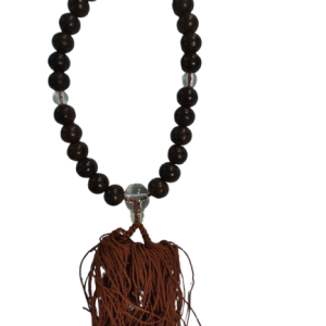 Traditional Japanese Buddhist Prayer Beads — Dark Wooden Beads with Brown Tassel(Pre-Owned /No. 47 )